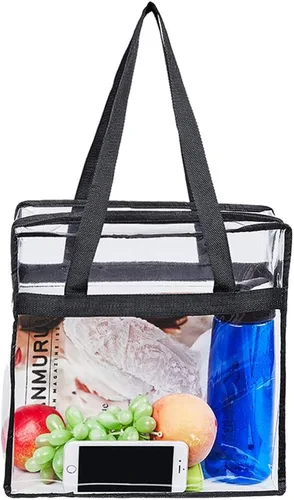 Vista 3 de Bolsa transparente aprobada para estadios, bolsa transparente de seguridad para estadios, viajes y gimnasio, 12 x 6 x 12 pulgadas