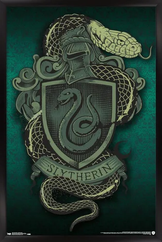 Vista 9 de Trends International The Wizarding World: Harry Potter - Póster de pared con escudo de serpiente Slytherin, 14.725 x 22.375 pulgadas, versión