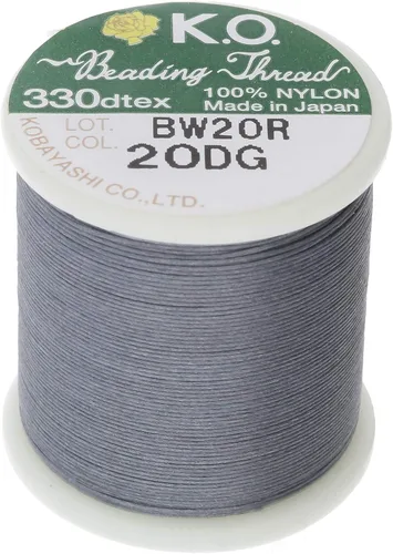 Hilo de nailon para cuentas KO, color gris oscuro, japonés encerado previamente 100% nailon, 330TEX, resistente a enredos, carrete de 50 m / 55