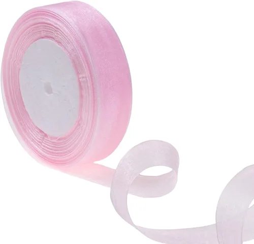 Vista 6 de Cinta de organza transparente negra de 50 yardas de 1 pulgada Negro