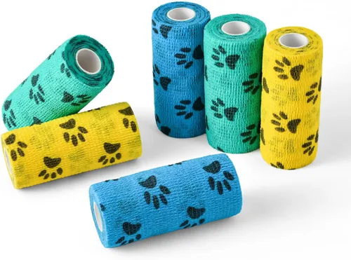 Vista 8 de WePet Envoltura para mascotas, autoadhesiva, solo se adhiere a sí misma, cinta no tejida para patas de perro, patas, heridas, gasa cohesiva
