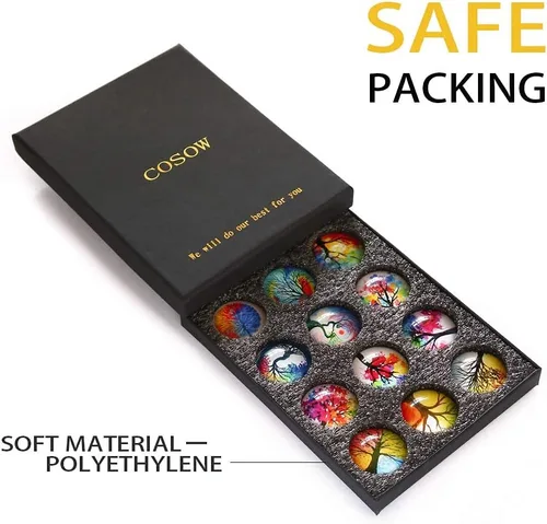 Vista 5 de 12 calcomanías magnéticas fuertes de vidrio para nevera, árbol de vida redondo, decoración de nevera, imán de pizarra blanca de oficina