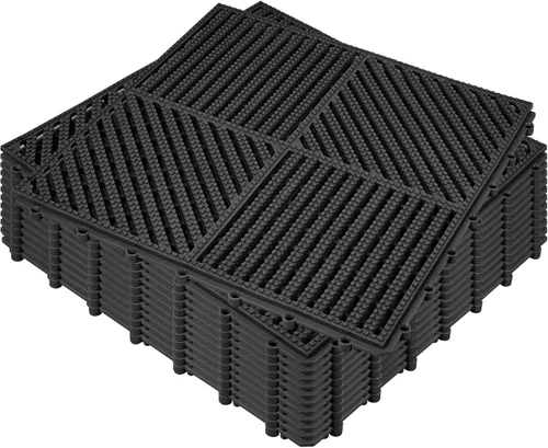 Vista 17 de ToLanbbt Cojín modular entrelazado 8P de 11.8 x 11.8 pulgadas, agujeros de drenaje de goma entrelazados antideslizantes para cubierta, ducha