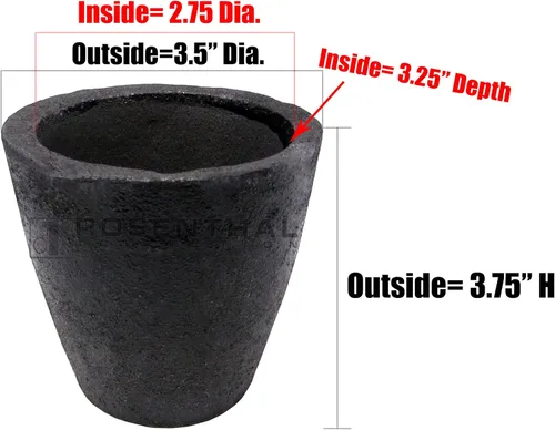 Vista 2 de Crisoles de grafito de arcilla #2.2-4.4 lbs Premium Black Foundry Cup Horno Antorcha Fundición Fundición Refinación para oro. También ideal