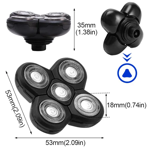 Vista 2 de 5 Head Shaver Heads, 2PCS Shaver Blade Heads Shaver Replacement for Electric Razor Shaving Bald Tool, Head and Face Electric Razor Shaver Head, Not