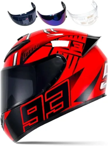 Vista 8 de HTLNUZD - Casco de motocicleta de cara completa, compatible con Pinlock, viseras transparentes y tintadas, modelo aprobado por DOT, casco de moto