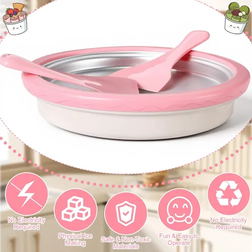 Vista 5 de VIHOSE Rolled Ice Cream Maker Kit, Instant Ice Cream Maker, Sweet Spot Pan with 2 Spatulas 6 Molds Straw Spoon, Stainless Steel DIY Homemade Tray