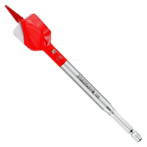 Vista 6 de Diablo Demo Demon DSPD4050 - Broca de pala para madera incrustada en clavos, diámetro de 1 pulgada, 6 pulgadas de longitud, vástago hexagonal de 1/4