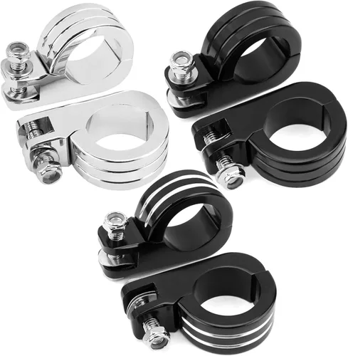 Vista 3 de Kits de montaje de abrazadera P de clavija de pie de carretera de 1 1/2" (38 mm) compatibles con barras de motor Harley Touring Road King, negro