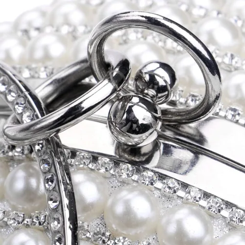 Vista 6 de Tngan Bolso de noche para mujer, bola redonda, bolso de boda, bolso de perlas artificiales