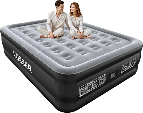 Vista 11 de VOSSER Colchón de aire individual con bomba integrada, colchón inflable elevado de 18 pulgadas, colchón inflable en 2 minutos, colchón de aire Negro