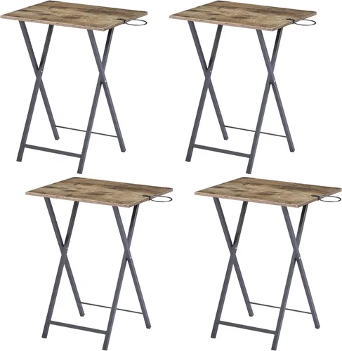 Vista 17 de VECELO Bandeja plegable de TV para comer, juego de 2, mesa portátil para cena/merienda con portavasos para sofá, sala de estar y espacio pequeño