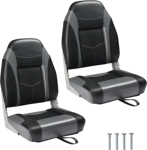 Vista 18 de PEXMOR Asientos de barco, respaldo bajo/alto, plegables, impermeables, asiento de capitán, 2 paquetes (respaldo alto, azul y blanco)