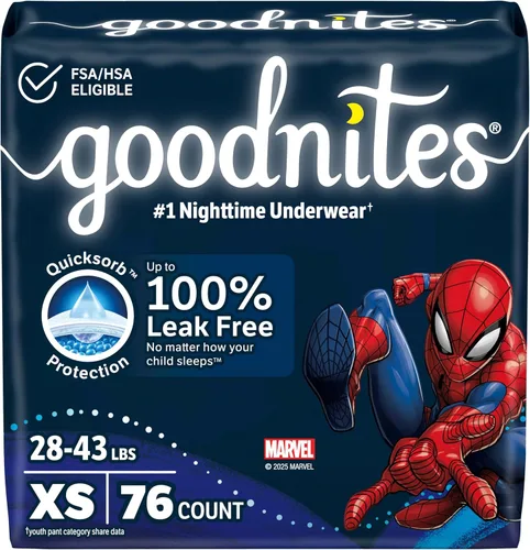 Vista 28 de Goodnites Ropa interior nocturna para niños contra la enuresis, talla extra pequeña (28-43 libras), 15 unidades, el embalaje puede variar