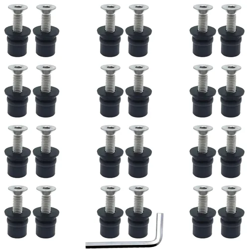 Vista 8 de 24 Pares de Tuercas de Neopreno M4, Tornillos Hexagonales de Acero Inoxidable M4 x 20mm, Kit de Tuercas para Kayak, Motocicleta, Accesorios