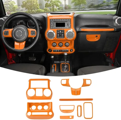 Vista 9 de RT-TCZ para Jeep JK Kit de Ajuste Interior Negro, Funda de Panel de Consola Central para Tablero para Jeep Wrangler JK JKU 2011-2017 Accesorios