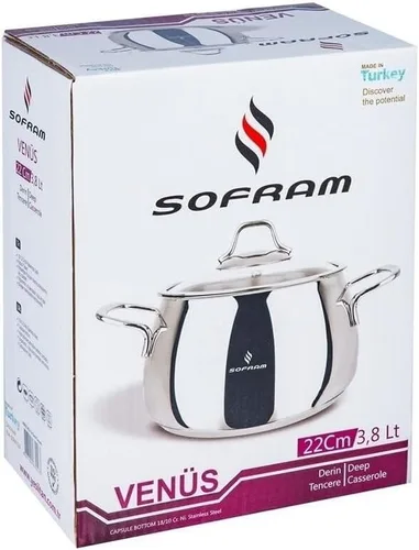 Vista 7 de Venus Olla profunda de acero inoxidable con tapa de vidrio, olla para sopa profunda adecuada para estufa de inducción (2.95 cuartos de galón (2.8 L))