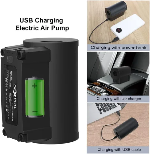 Vista 4 de Bomba de aire eléctrica, bomba de aire portátil para inflables, bombas recargables con boquillas para colchón de aire, anillos de natación, piscinas