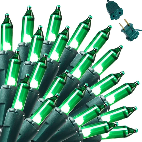 Vista 13 de JOIEDOMI Tira de luces rosas para interiores, luces de Navidad de 42.8 pies para exteriores, 200 (2 x 100) luces de hadas de alambre verde