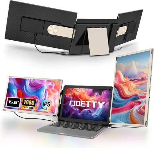 CIDETTY Monitor extensor de pantalla para portátil, extensor de monitor FHD de 15.6 pulgadas, monitor desmontable para portátiles, extensor de