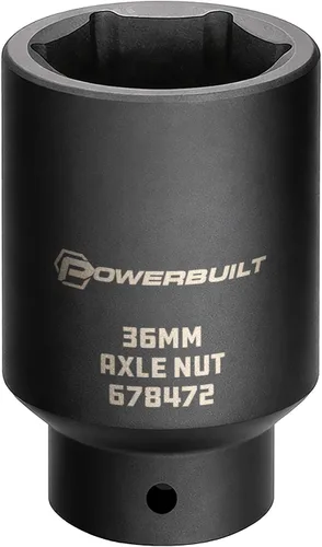 Vista 14 de Powerbuilt 647076 - 647076 - Toma de tuerca de eje de 1.142 in, punta extra profunda, quitar tuercas del eje del eje de la rueda delantera, orificio