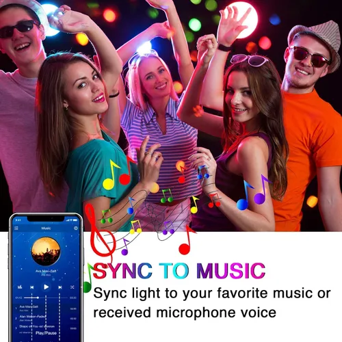 Vista 3 de dalattin Luces LED para dormitorio de 400 pies, tira de luces LED inteligentes con control remoto de aplicación, tiras de luz LED RGB, tira de luces