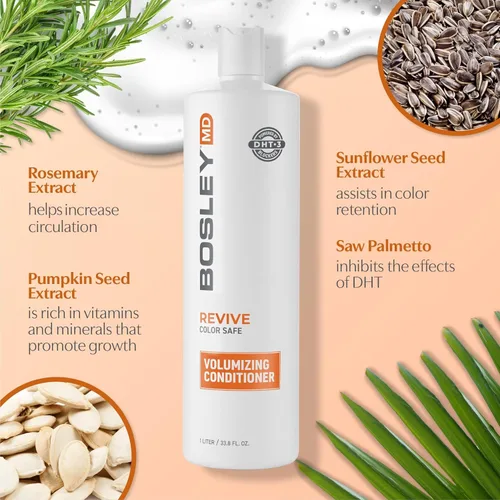 Vista 5 de Tratamiento para engrosar el cabello Bosley Bos Revive con tratamiento de color visiblemente fino Bloqueo de DHT, Con biotina, Cabello teñido