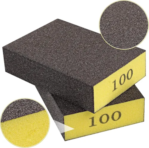Vista 4 de Romeda Paquete de 8 bloques de papel de lija, esponja de lijado hecha a mano lavable y reutilizable de 100 granos, bloques de papel de lija