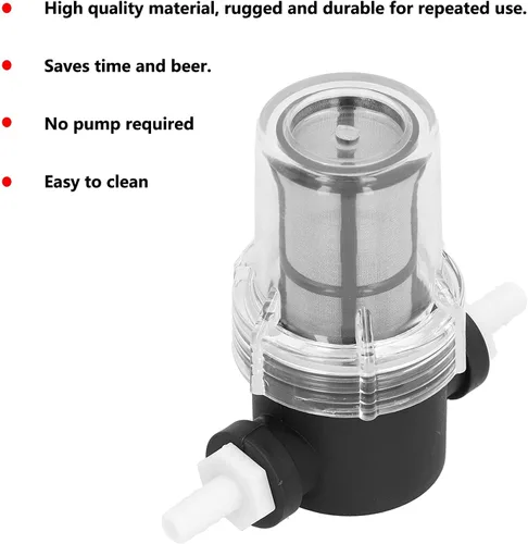Vista 2 de Inline Beer Filter, Beer Inline Filter Strainer Beer Brewing Filter Beer Mesh Filter for Home Brewing 150 80 Mesh Water and Beer Filtering