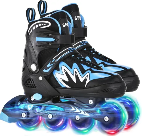 TOMSHOO Adjustable Inline Skates for Kids Outdoor Roller Skates with Full Light Up Wheels Roller Blades for Girls and Boys Birthday Gift