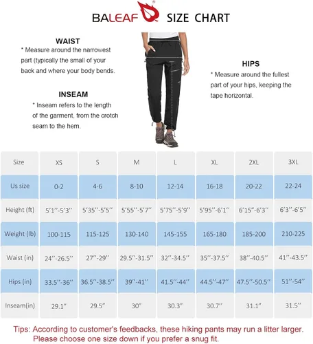Vista 6 de baleaf - Pantalones cargo de senderismo para mujer, de secado rápido, ligeros, resistentes al agua, con cintura elástica, para todas las estaciones