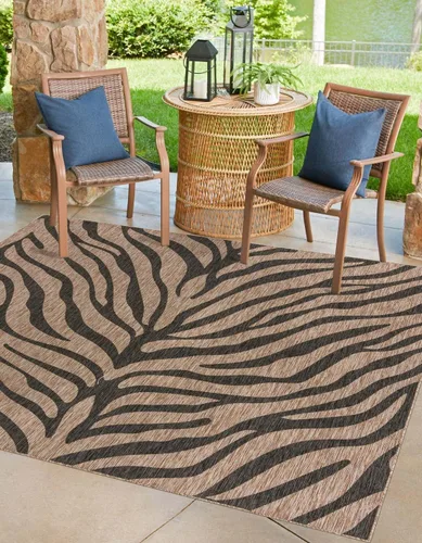 Vista 27 de Unique Loom Outdoor Safari Collection - Alfombra de área - Tsavo (2' x 3' 1", rectangular, azul/marfil)