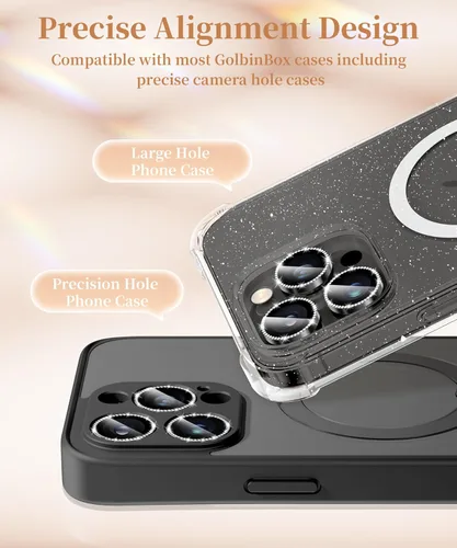 Vista 7 de GolbinBox Protector de lente de cámara para iPhone 13 Pro/13 Pro Max, ajuste invisible 1:1, vidrio templado 9H, cubierta individual de metal ultra