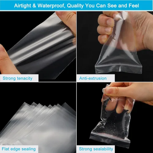 Vista 3 de 3 x 5 pulgadas, paquete de 200 bolsas de polietileno de plástico transparente de 2 mil de grosor con cierre resellable con cierre resellable