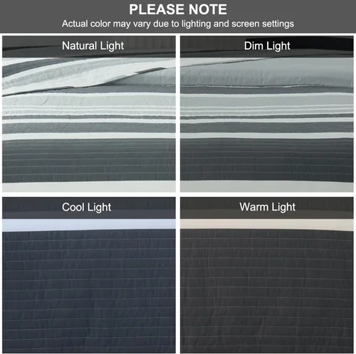 Vista 7 de SahSahCasa Edredón Tamaño King, Juego de Edredón King, Juego de Ropa de Cama Edredón King 100% Algodón Colchas, Edredón Ligero Reversible a Rayas