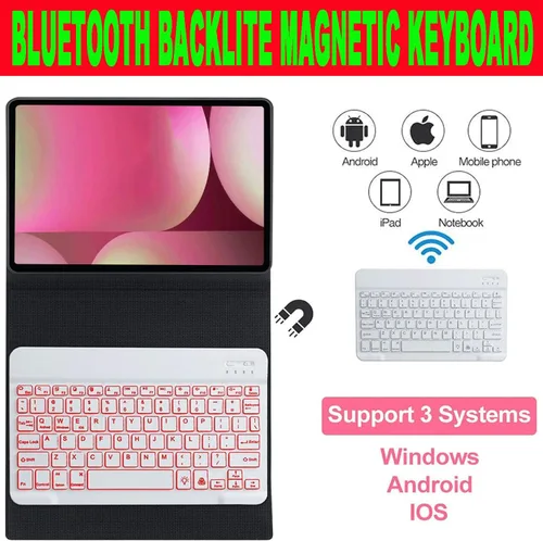 Vista 5 de Keyboard case for Samsung Galaxy Tab A11 Plus / A9 Plus 11 inch, Bluetooth Backlit A9+ Keyboard Case with S Pen Holder for A11+ 11", Black Negro