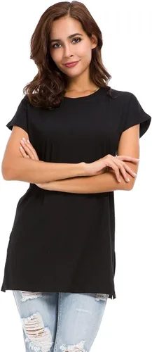 Vista 3 de LUSMAY Camiseta casual de manga corta con abertura lateral para mujer