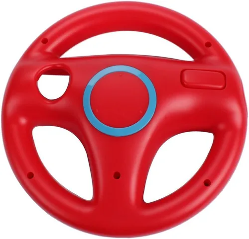 Vista 3 de Jadebones Paquete de 2 volantes de carreras con correa de muñeca para Wii y Wii U rojo y azul