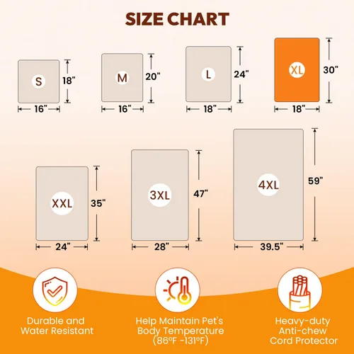 Vista 7 de Niubya Almohadilla térmica para mascotas para perros y gatos, temperatura ajustable e impermeable para mascotas con temporizador, cama
