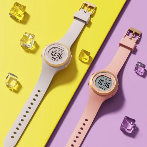 Vista 7 de GOLDEN HOUR Reloj de pulsera de silicona con cronógrafo digital impermeable para mujer