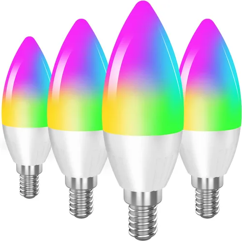 Vista 7 de DOGAIN Bombillas LED para candelabros con base E12, cambio de color y bombilla inteligente regulable, compatible con Alexa Google Home, bombillas