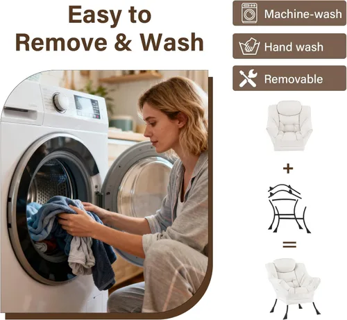 Vista 246 de Welnow Silla Lazy con otomana, moderna silla de descanso con reposabrazos y un bolsillo lateral, sillón para sofá de ocio, sillón de lectura