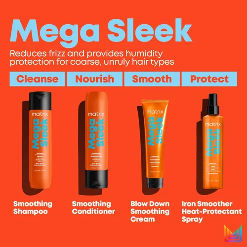 Vista 7 de Matrix Mega Sleek - Crema suavizante sin enjuague Con manteca de karité Para cabello encrespado Protector de calor Suaviza el cabello