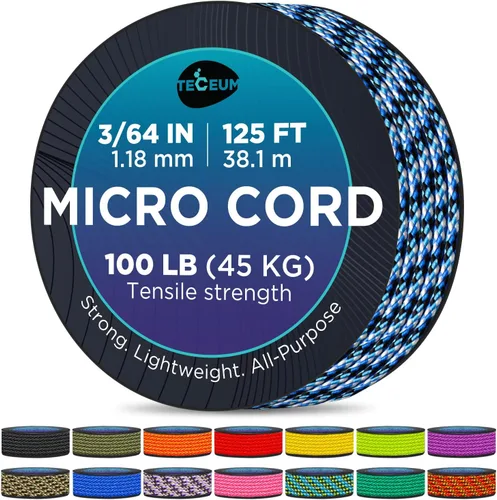 Vista 43 de TECEUM Micro Paracord – 1.18 mm X 38 m – Cordón de Utilidad Micro – Cuerda de Paracord Trenzada Fina – Ideal para Manualidades, Proyectos DIY