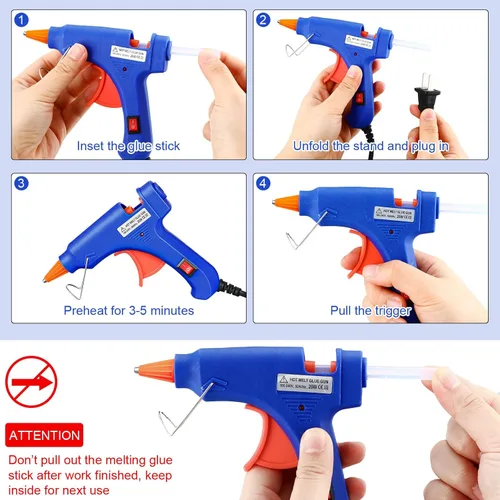 Vista 5 de Zhengmy Mini pistola de pegamento caliente con barras de pegamento para proyectos de clase, pequeña pistola termofusible para niños de baja