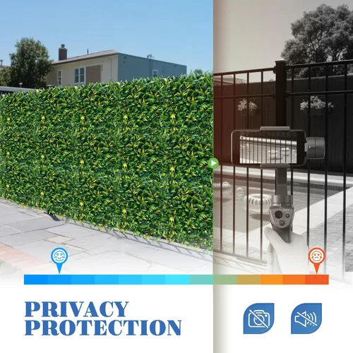 Vista 4 de ECOOPTS Rejilla de privacidad de hiedra sintética, paneles artificiales de boj de 20 x 20 pulgadas, plantas de seto topiario para decoración
