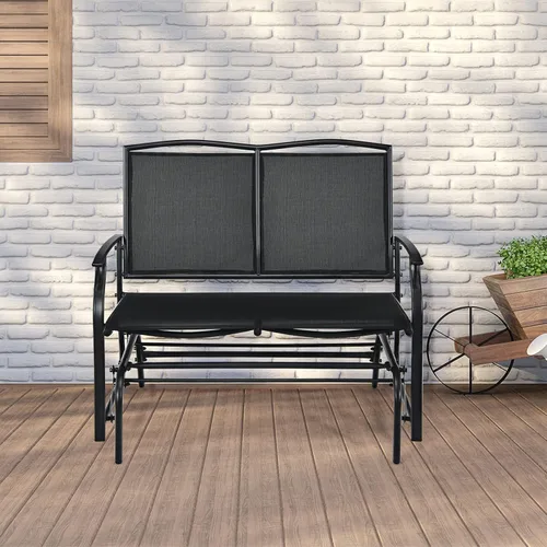 Vista 2 de Giantex Bancos planeadores de patio para exteriores, silla mecedora con marco de acero, capacidad de 400 libras, balancín de columpio para patio