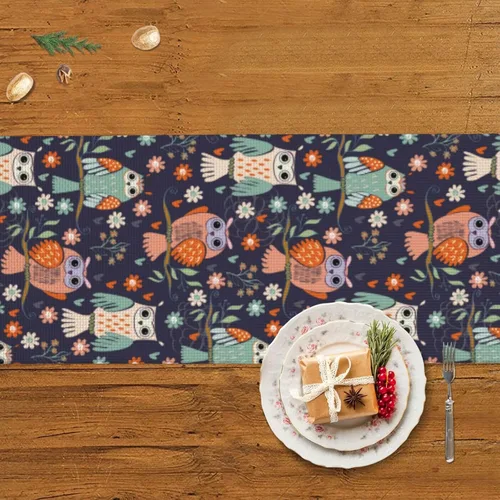 Vista 5 de Camino de mesa de Navidad de 60 pulgadas de largo, camino de mesa de otoño para mesa de comedor, decoraciones de Navidad, camino de mesa de café