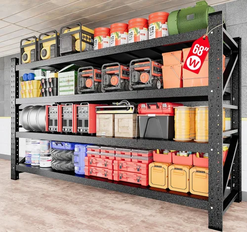 Vista 21 de 48" Wide Heavy Duty Garage Shelving Units,3000LBS Deep Storage Shelves,Orange Metal Garage Shelves,Large Storage Rack,Steel Shelf,Industrial
