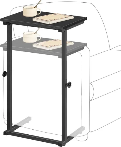 Vista 12 de HOOBRO Mesa auxiliar en forma de C, mesa auxiliar de sofá de altura ajustable, mesa deslizante debajo del sofá, mesa auxiliar en forma de C